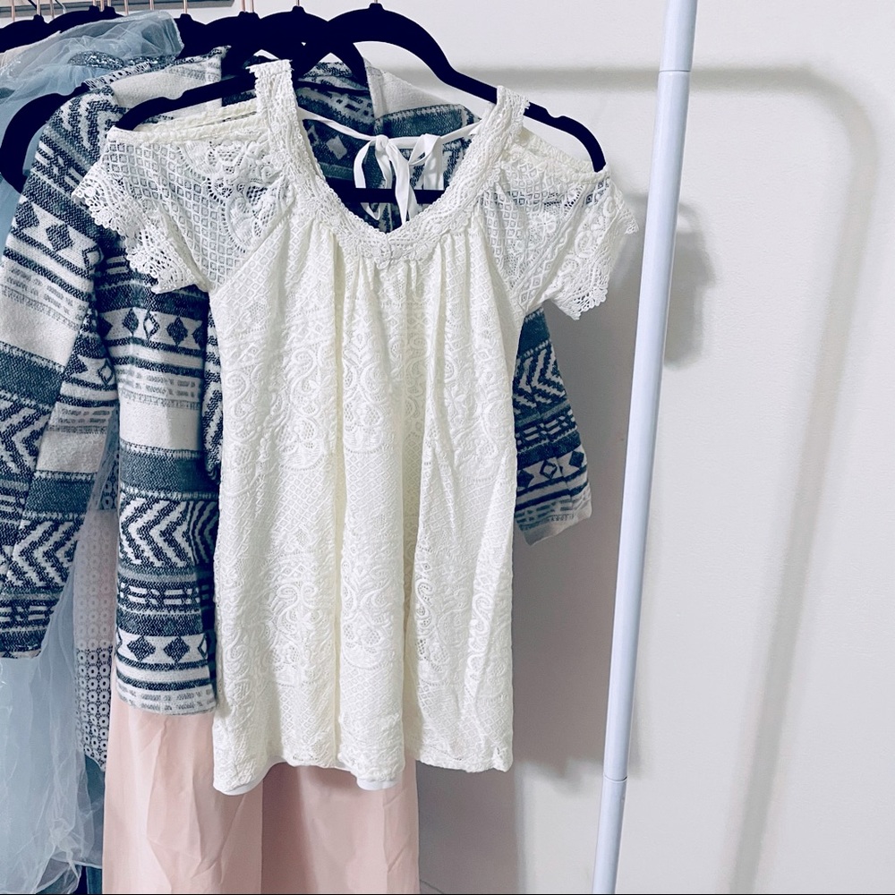 Rare Editions Cream Lace Dress